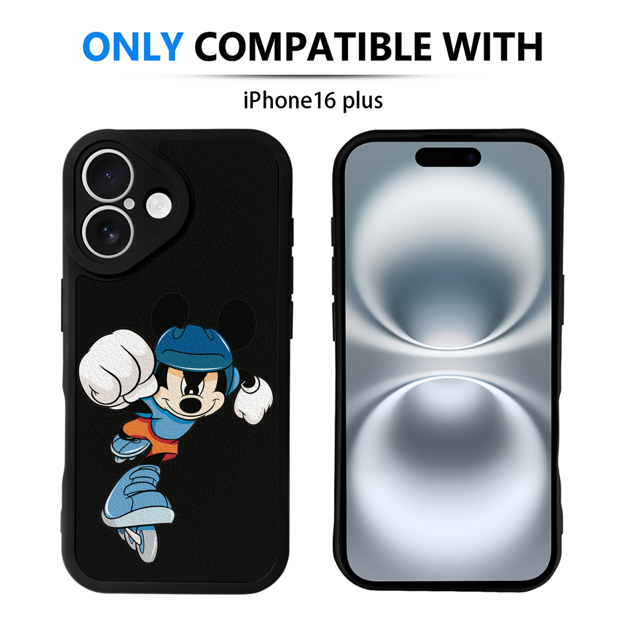 （画像用） ミッキーマウス Mickey Mouse 【iPhone 16シリーズ対応】シリコンスマホケース（レザー調） 材質：シリコン